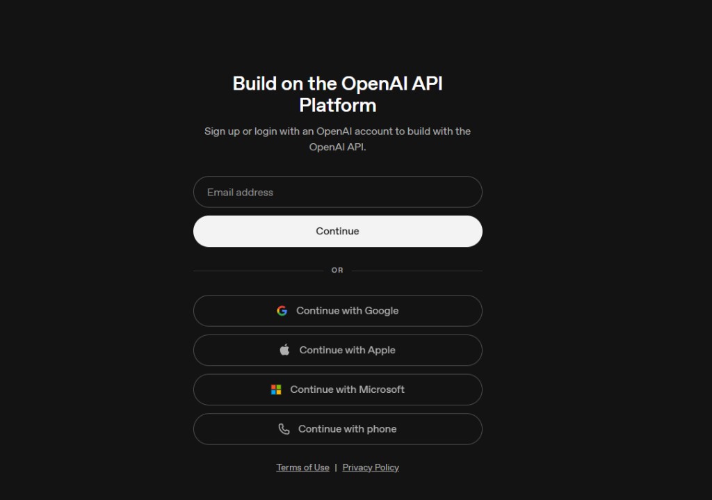 Страница регистрации на платформе OpenAI